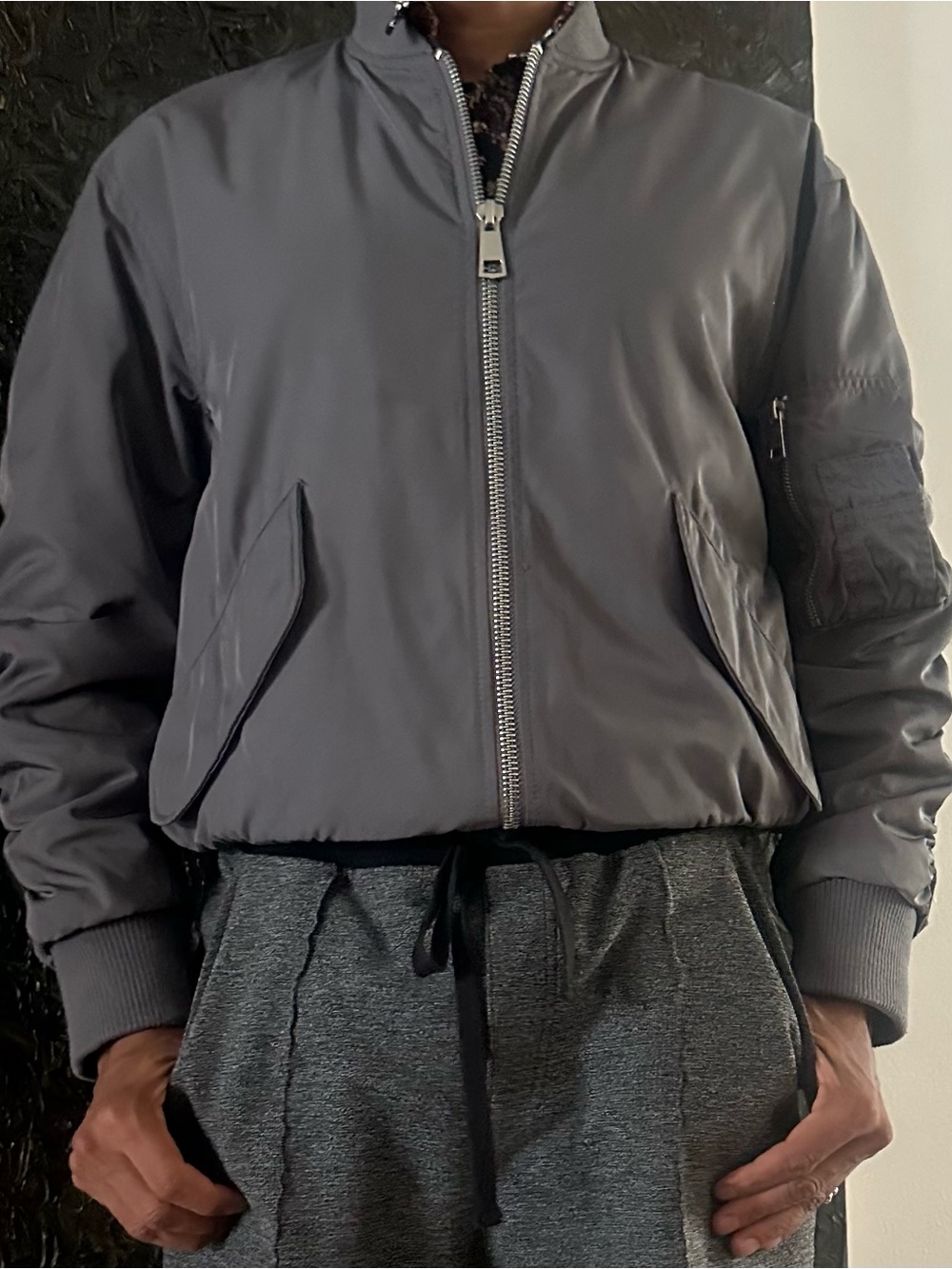 Zara Men’s Grey Bomber Jacket